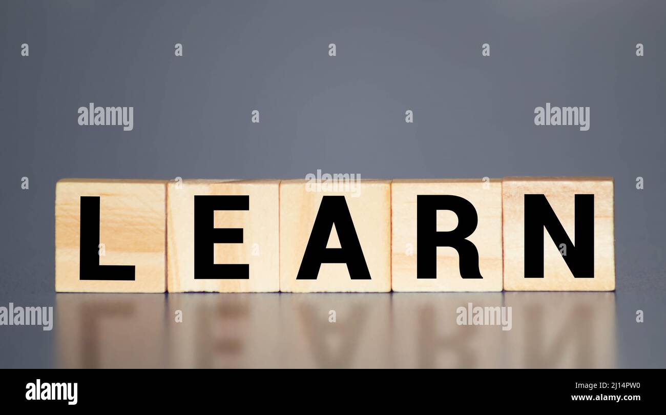 Home made blocks spell Learn. Study concept Stock Photo - Alamy