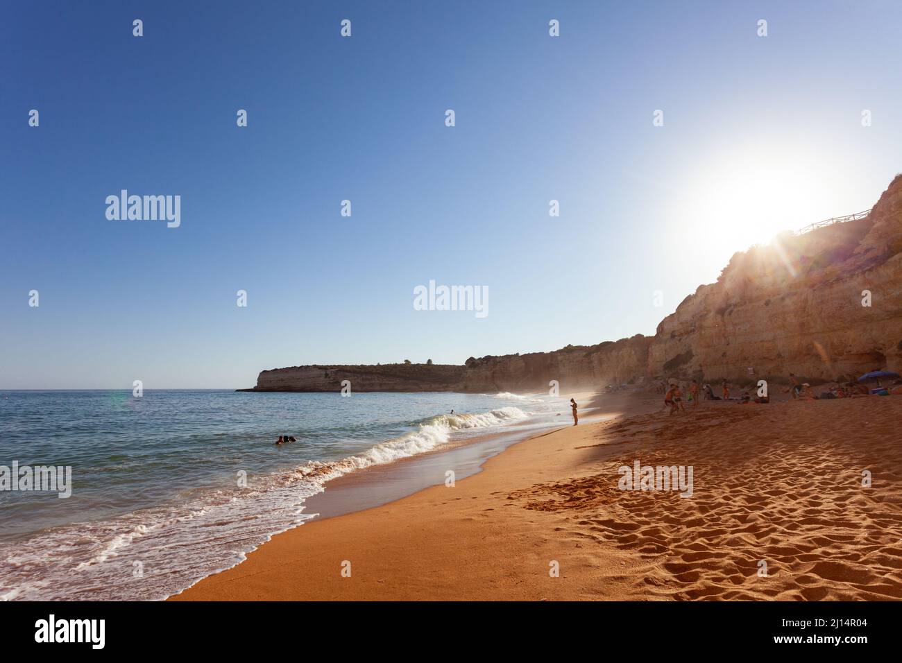 Praia Nova Beach, near the Portuguese seaside town of Armação de Pêra in the southern region of the Algarve, Portugal. Stock Photo
