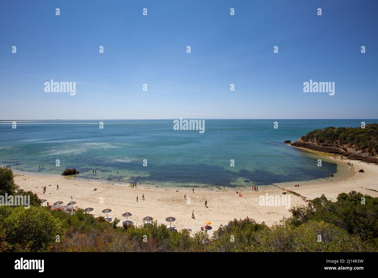 The beautiful Praia de Galapinhos, a remote beach located in the Parque Natural da Arrábida, a natural area south of Lisbon, Portugal Stock Photo