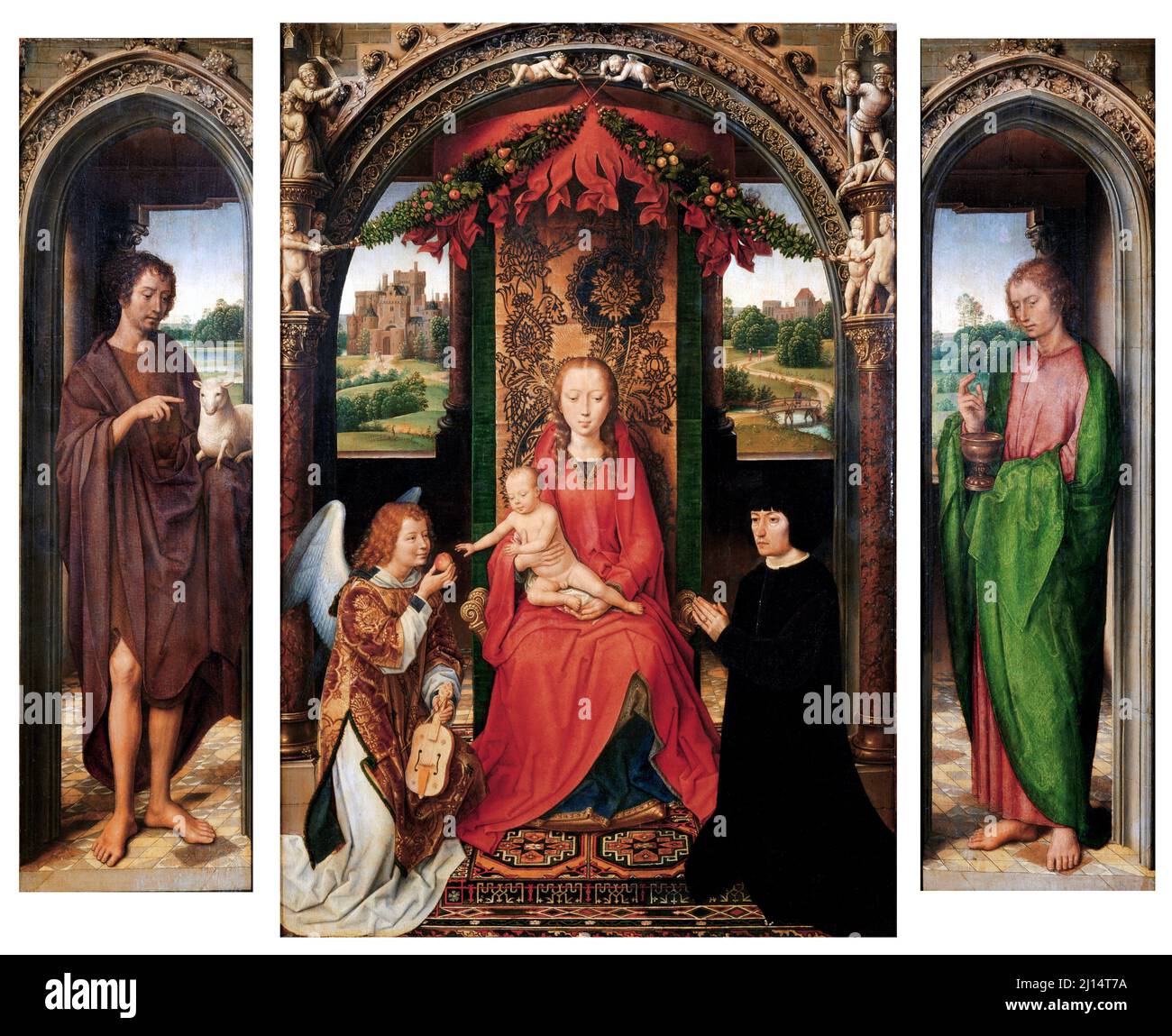 Small Triptych of St. John the Baptist by Hans Memling (c.1430-1494), oil on wood, c.1485-90 Stock Photo