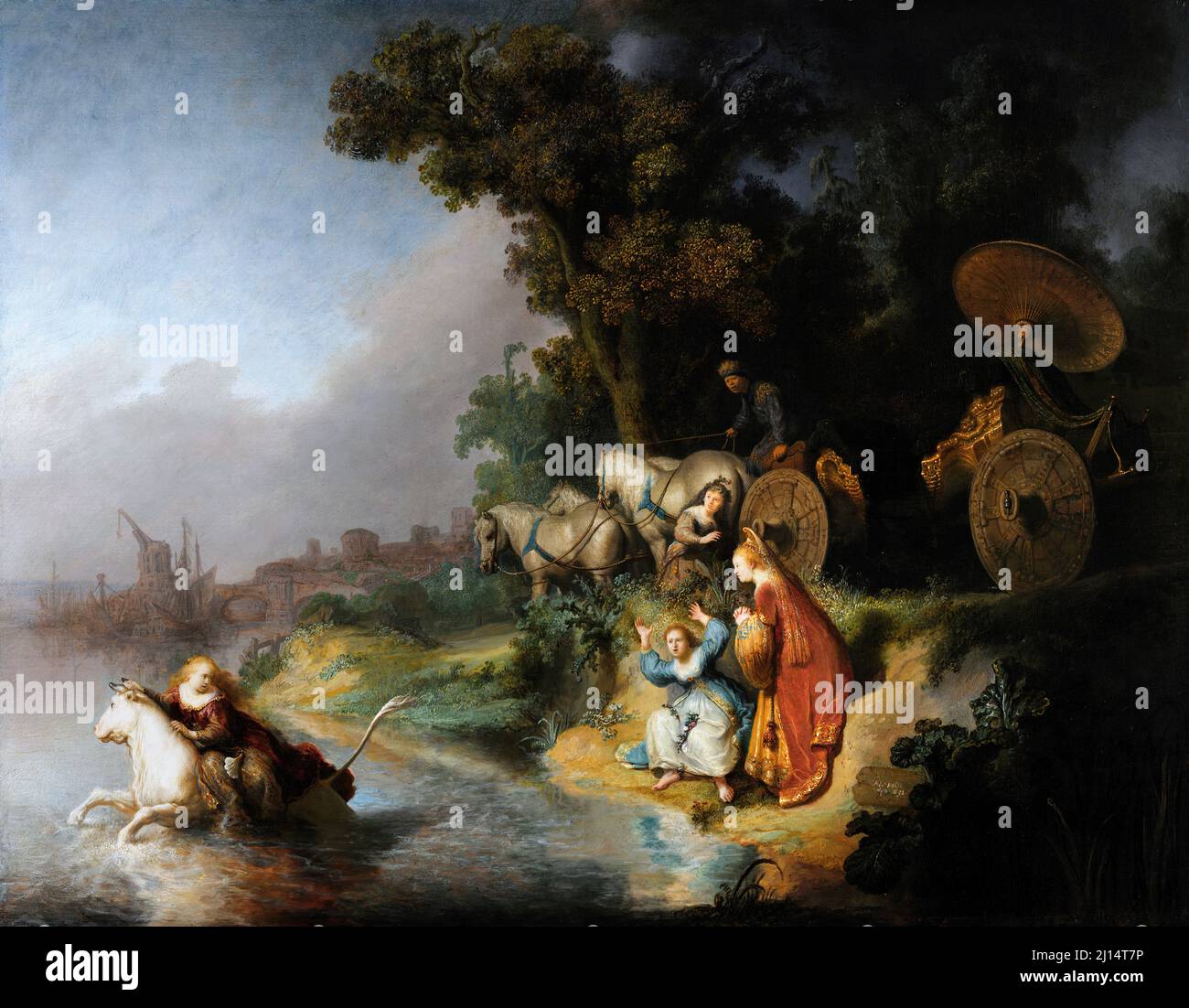 The Abduction of Europa by Rembrandt van Rijn (1606-1669), oil on oak panel, 1632 Stock Photo