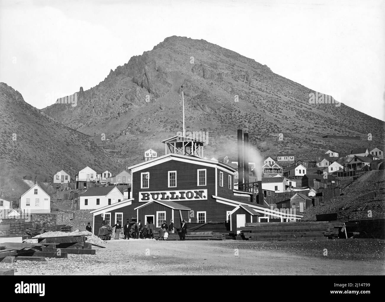 The Bullion Mine, Virginia City, Nevada by Carleton Watkins, 1875/7 Stock Photo