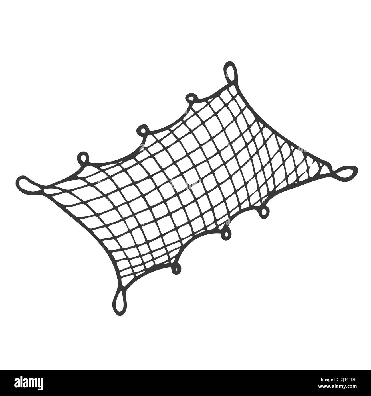 Doodle Fish net vector, hand drawn fishing concept. Isolated