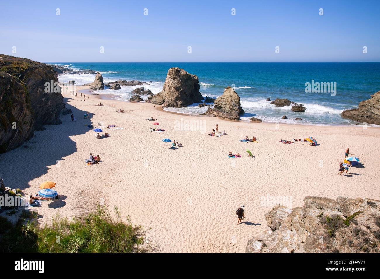 Praia da Samoqueira near Sines on the Vicentine coast, Alentejo  - Portugal. Stock Photo