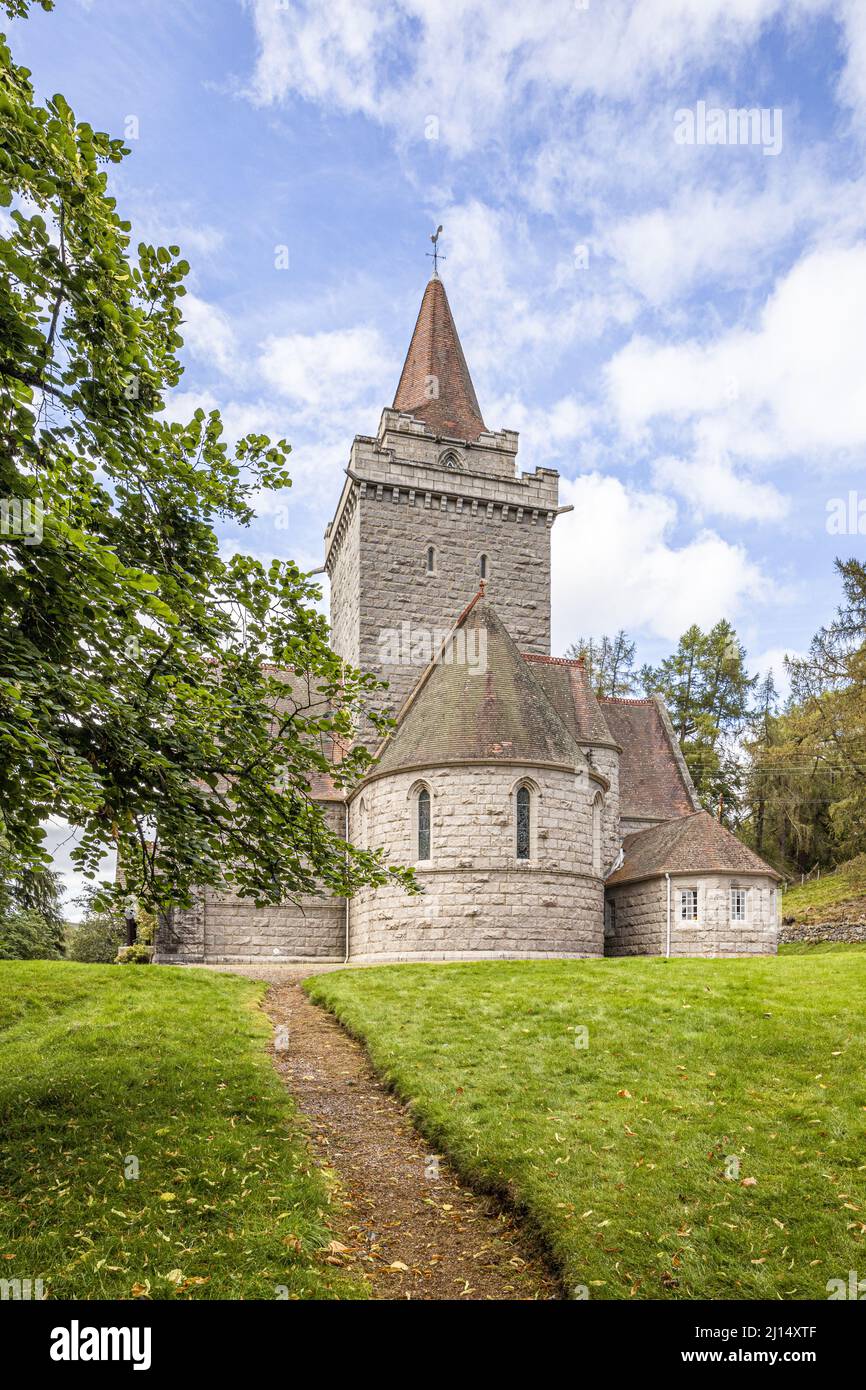 Crathie Kirk, a small Victorian Church of Scotland parish church near Balmoral Castle, Aberdeenshire, Scotland UK Stock Photo