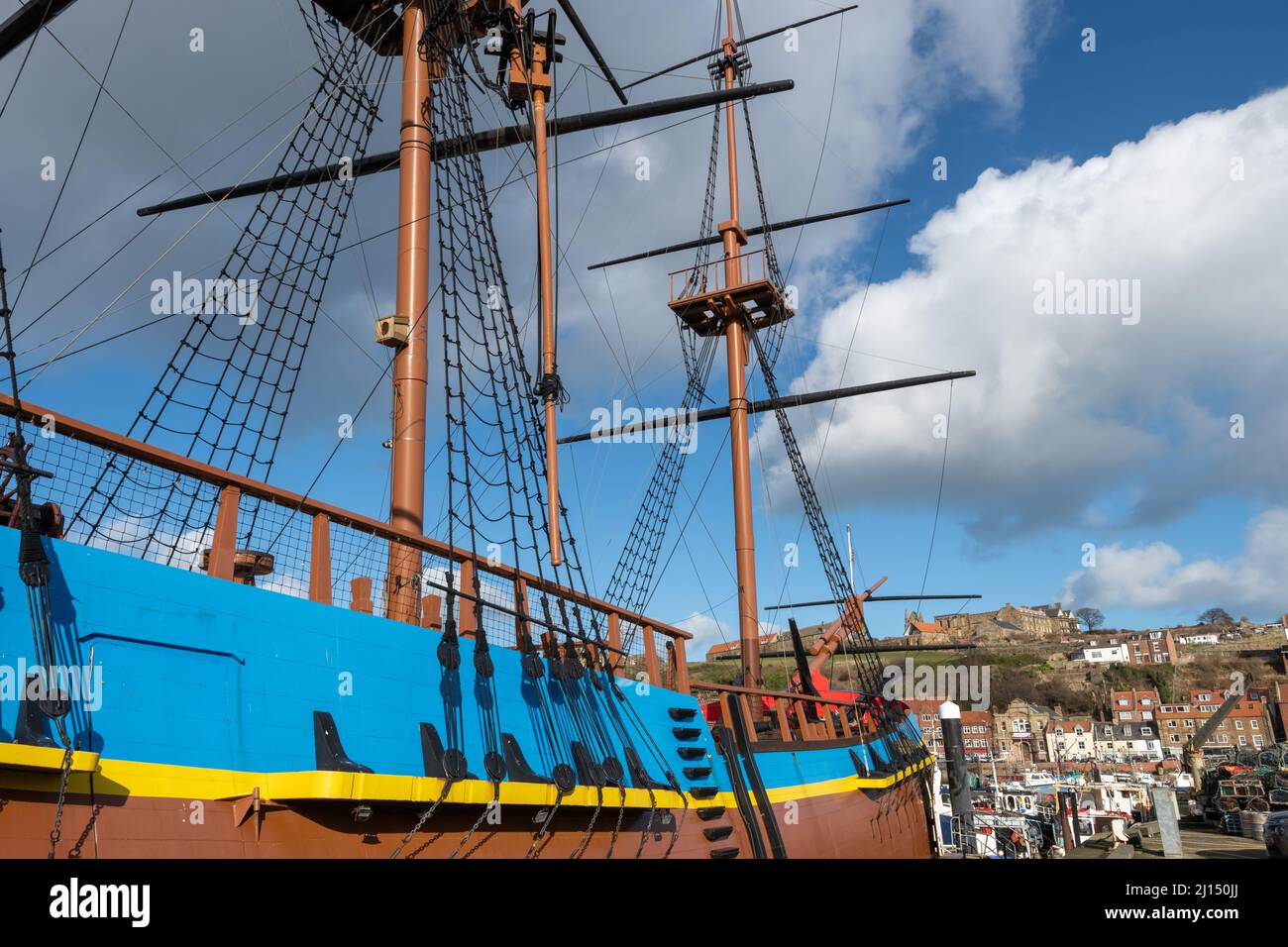 The Endeavour boat at Endeavour Wharf in Whitby Stock Photo Alamy