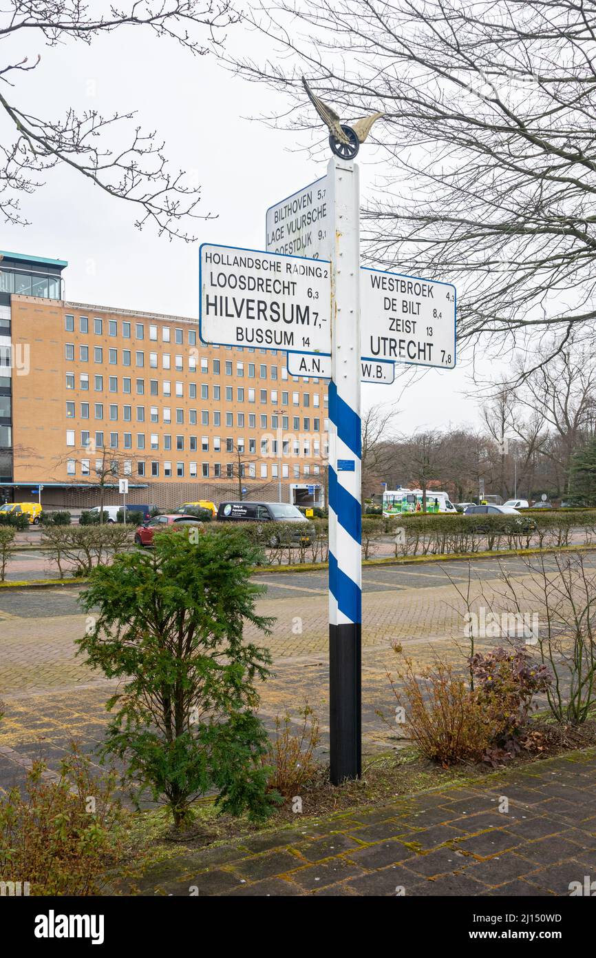 Old traditional Dutch signpost from the province of Utrecht from the ...