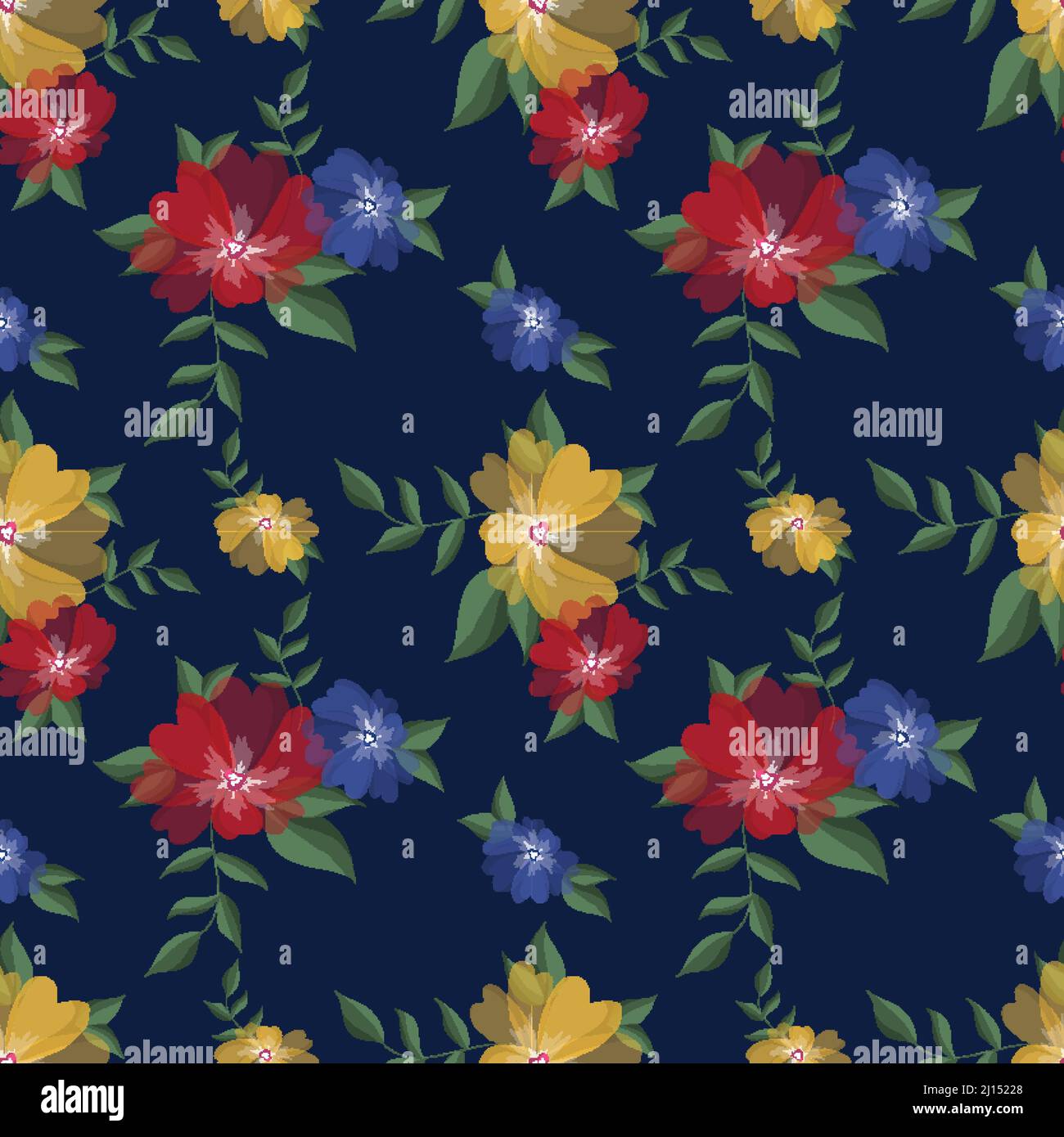 Hand drawn floral flower pattern. Vector illustration Stock Vector