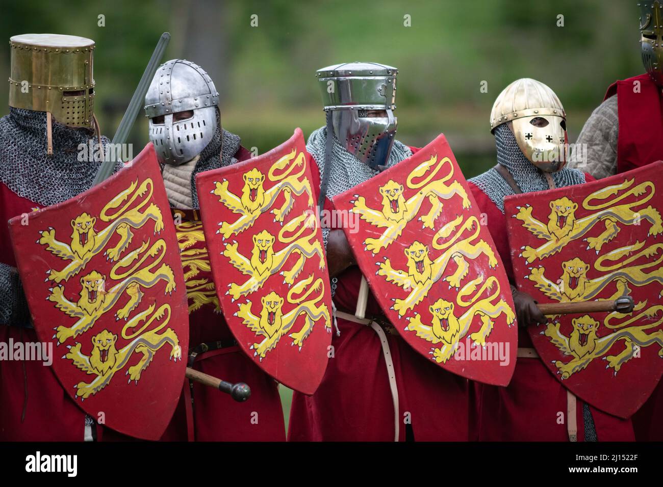 Evesham, Worcestershire, UK. 7th August, 2021. Pictured: Re-enactors practice fighting techniques after a 2 year battle absence due to the Covid pande Stock Photo