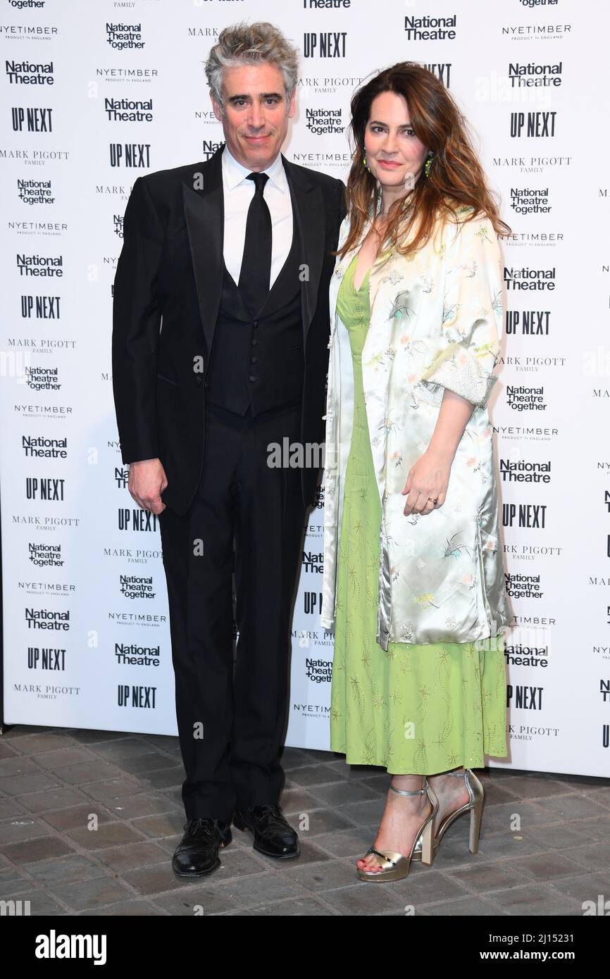 london-uk-22-march-2022-stephen-mangan-and-louise-delamere-attending
