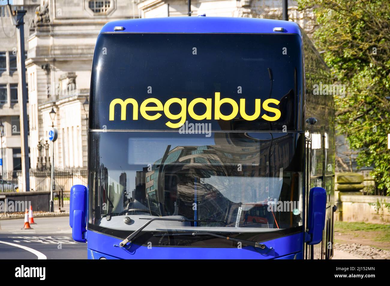 Cardiff, Wales March 2022 Head on view of a long distance express