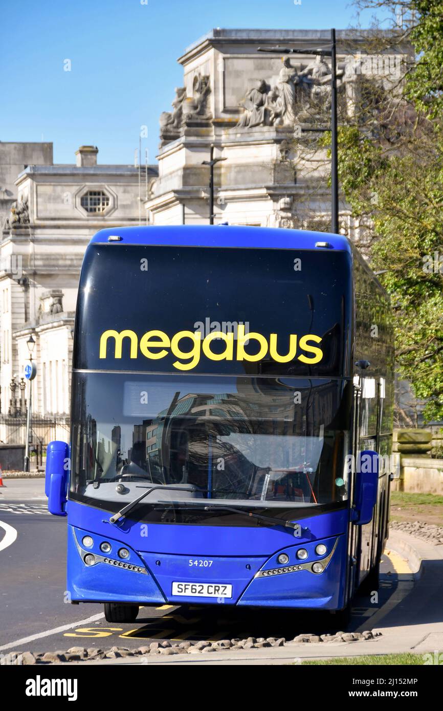 Cardiff, Wales March 2022 Head on view of a long distance express