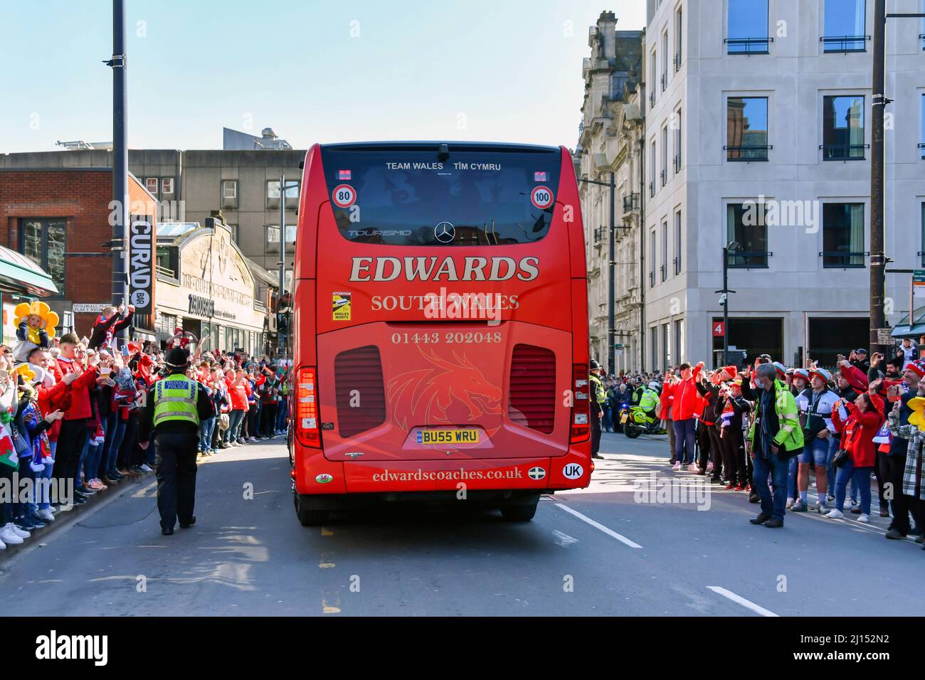 Cardiff rugby westgate street bus hires stock photography and images