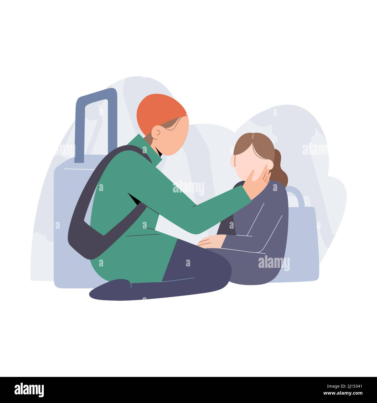 Girl refugee suitcase Cut Out Stock Images & Pictures Alamy