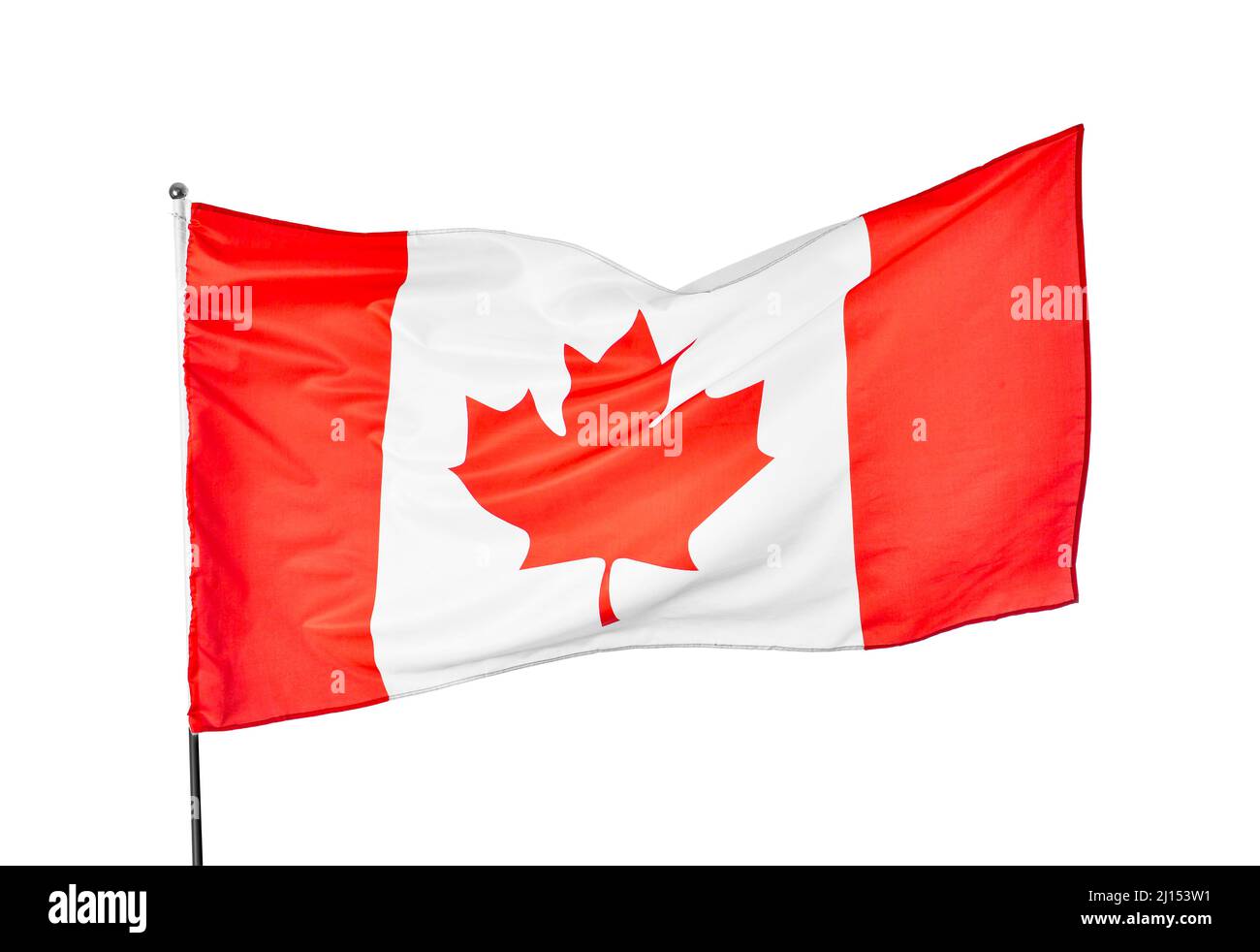 Waving flag of Canada on white background Stock Photo - Alamy