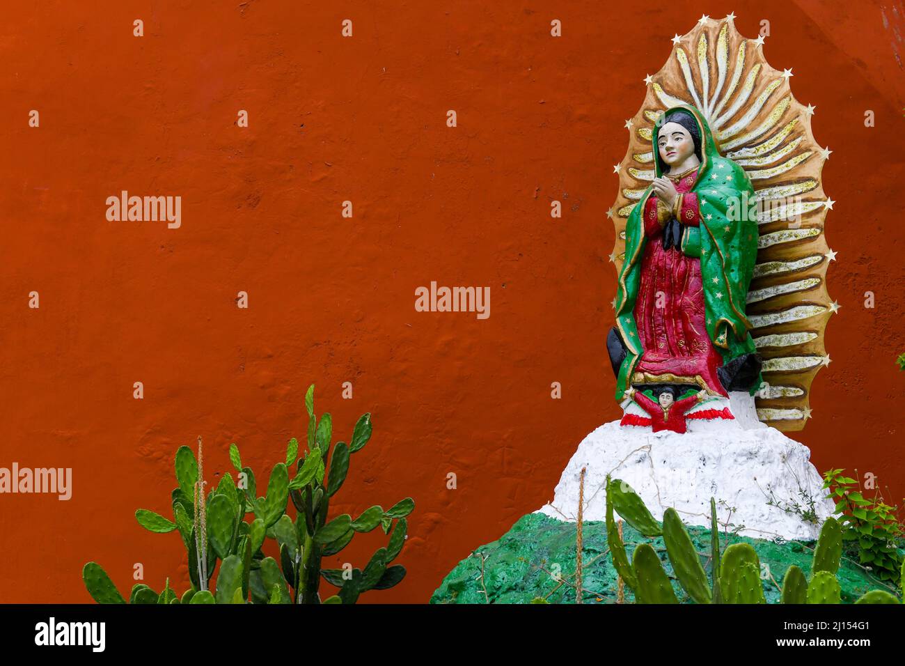 Our Lady of Guadalupe statue, Yucatan , Mexico Stock Photo