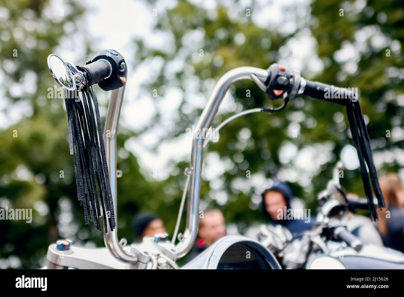 Long motorcycle steering wheel. Tinting Stock Photo