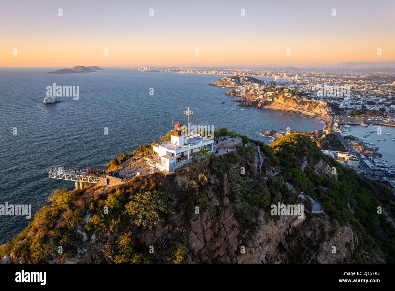 Lighthouse of Mazatlan, Sinaloa, Mexico, one of the tallest natural lighthouses in the world. Stock Photo