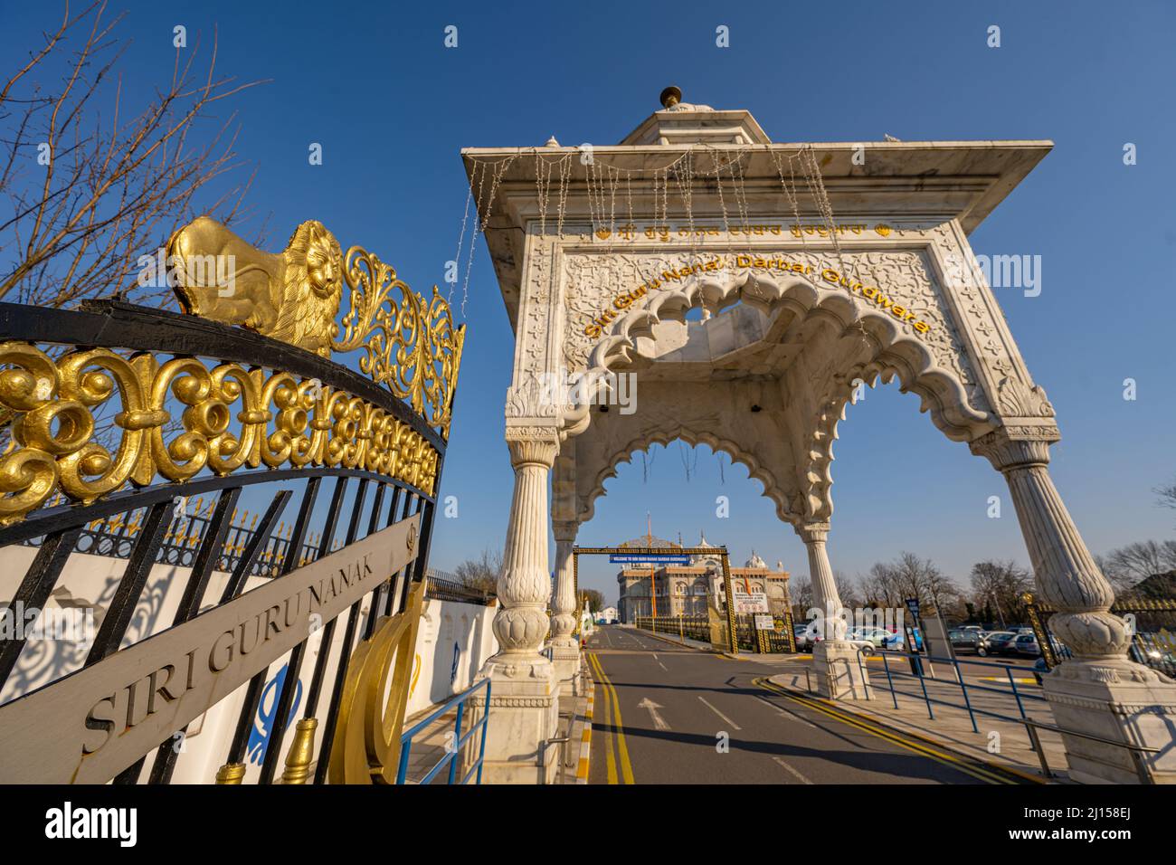 The entrance to the Sikh temple in Gravesend Kent. Stock Photo