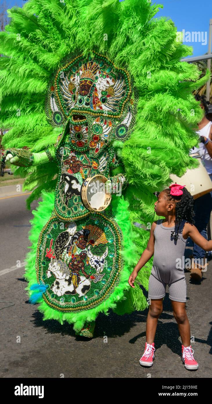 Mardi Gras Indian Krewe Parade on Super Sunday in New Orleans Stock Photo