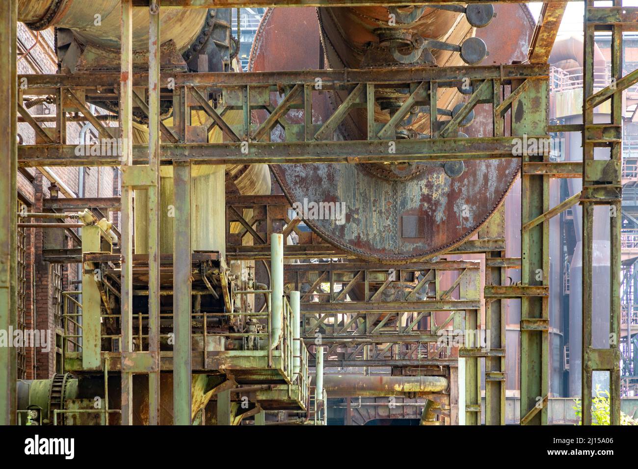 Disused blast furnace plant in Duisburg in detail Stock Photo