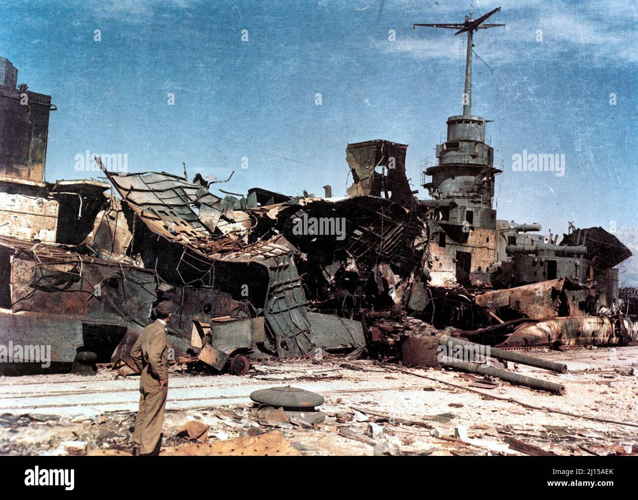 Dunkerque C-129 - The French battleship after being partially scrapped, circa 1945 Stock Photo