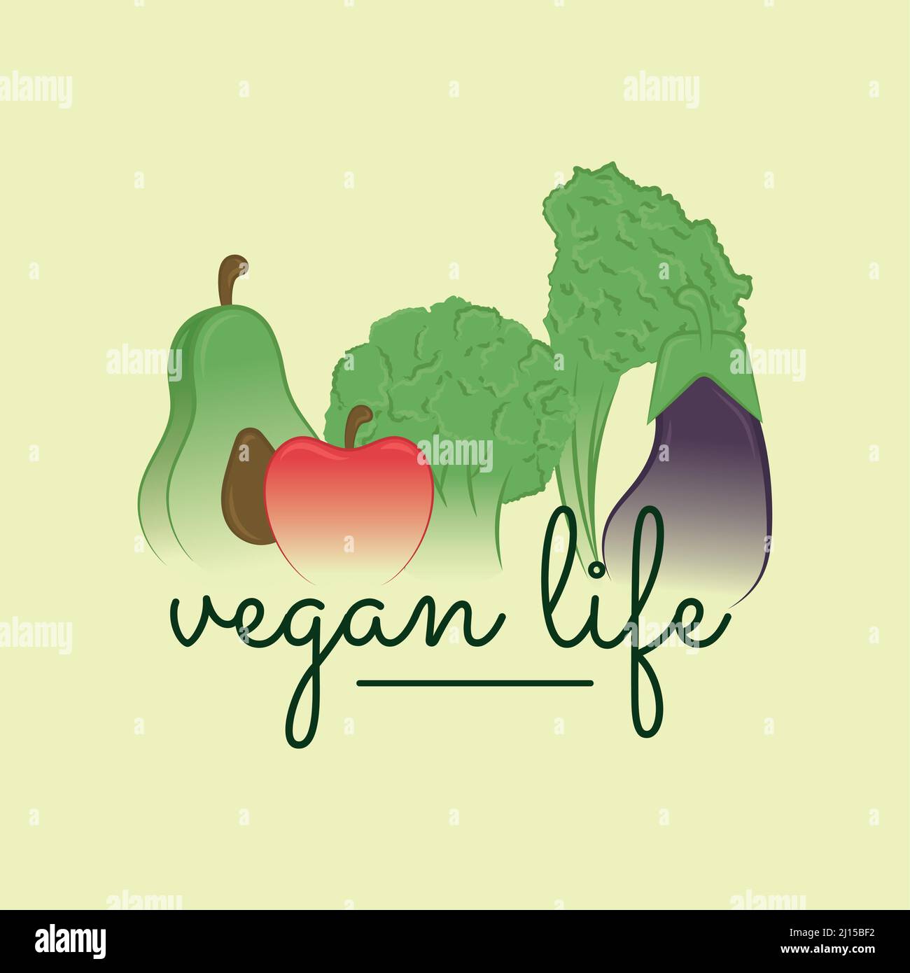 Isolated group of fruits and vegetables Vegan life poster Vector Stock ...