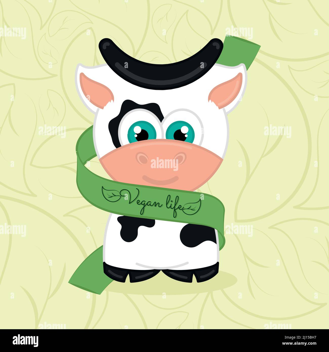 Isolated protected cow with a ribbon Vegan lifestyle poster Vector ...
