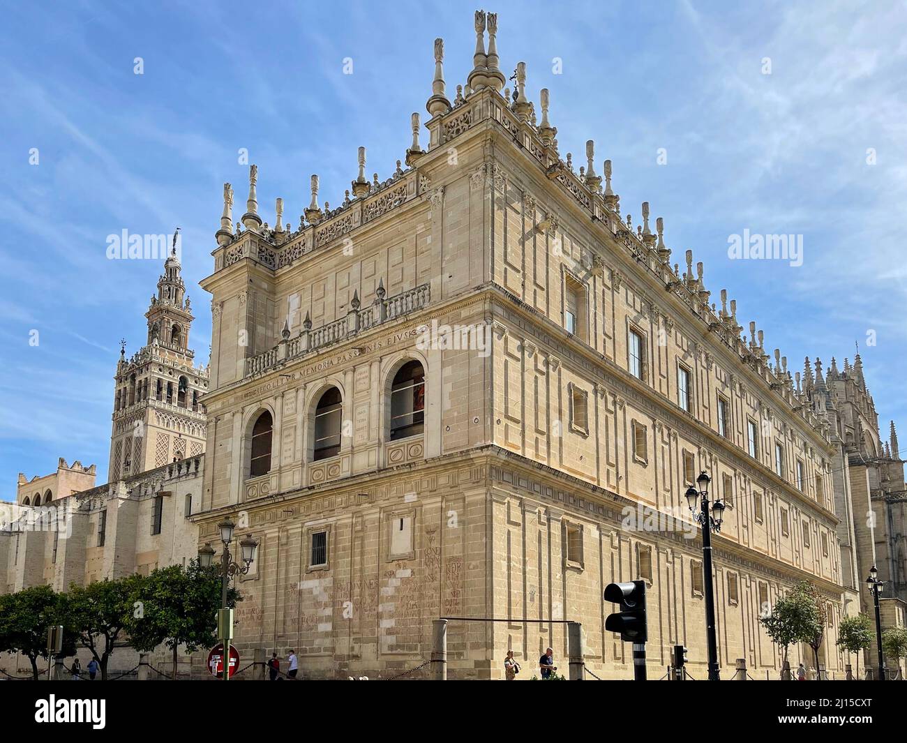 View of the Seville Cathedral, a Roman Catholic temple in Seville city, Andalucia, Spain, Europe, built in early 16th c. Stock Photo