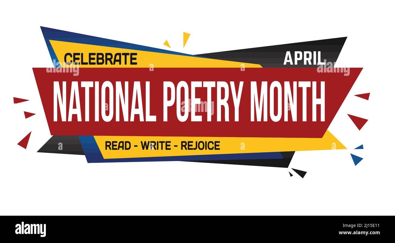 National poetry month banner design on white background, vector