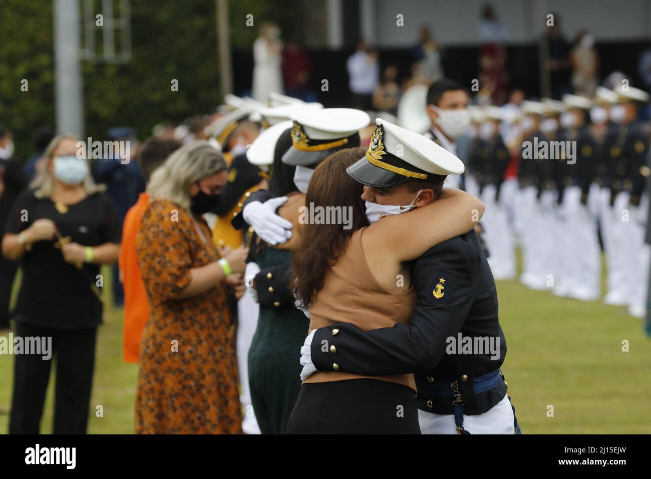 Navy School graduation ceremony of novice brazilian marine corps troops Stock Photo