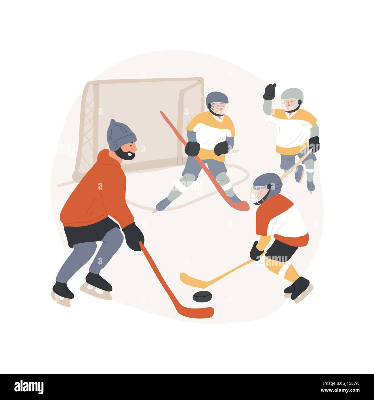 Ice hockey camp isolated cartoon vector illustration. Ice hockey day