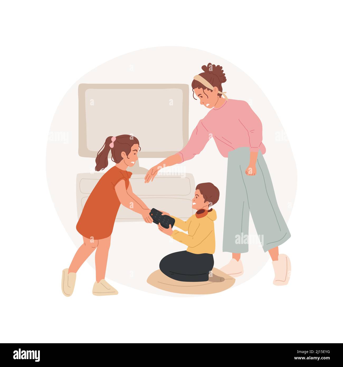 Fighting siblings isolated cartoon vector illustration. Toddlers kick each  other, parent going crazy, trying to stop the fight, siblings rivalry, fight  for toy, family problem vector cartoon Stock Vector Image & Art -