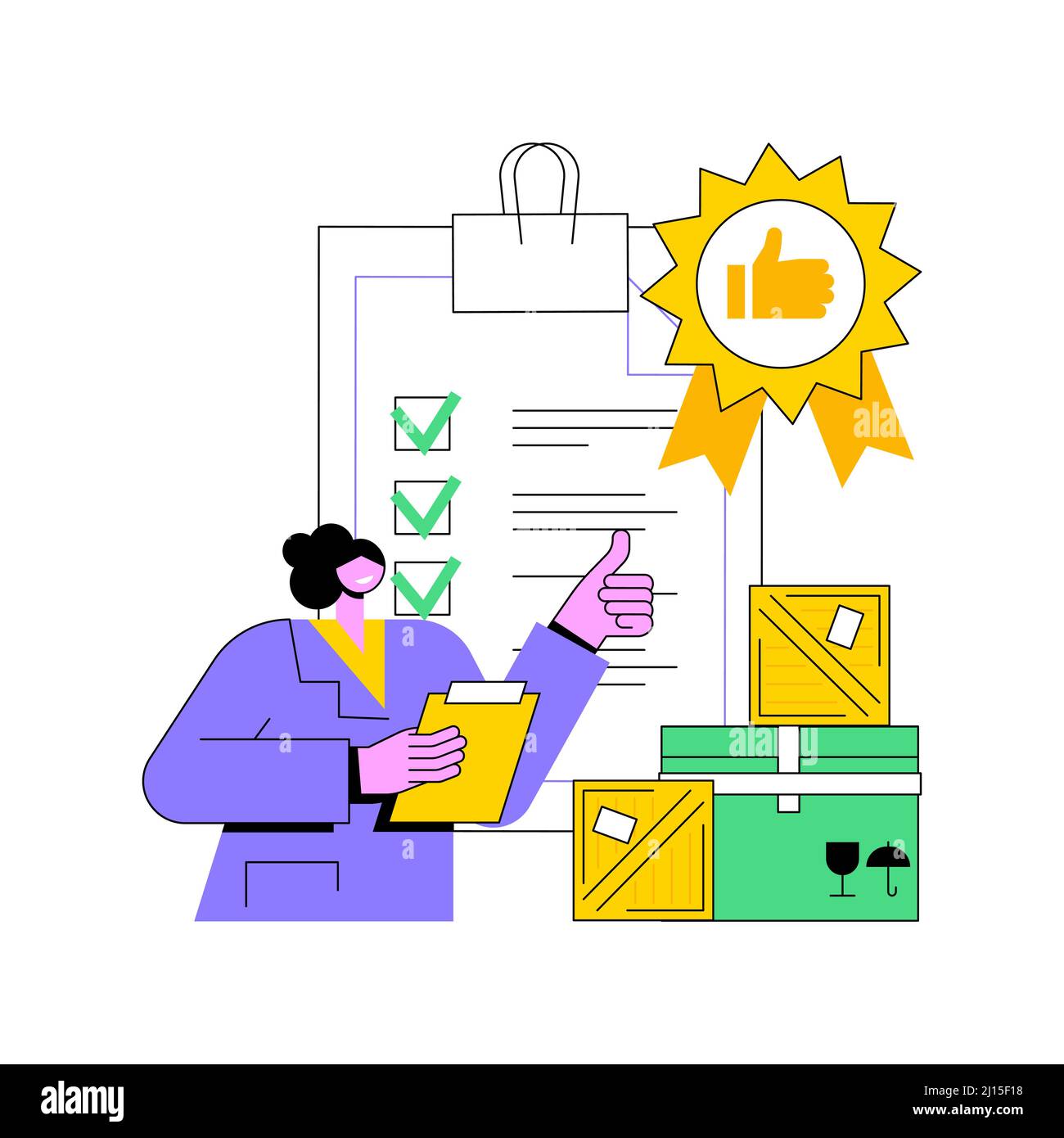 Product quality control abstract concept vector illustration. Product