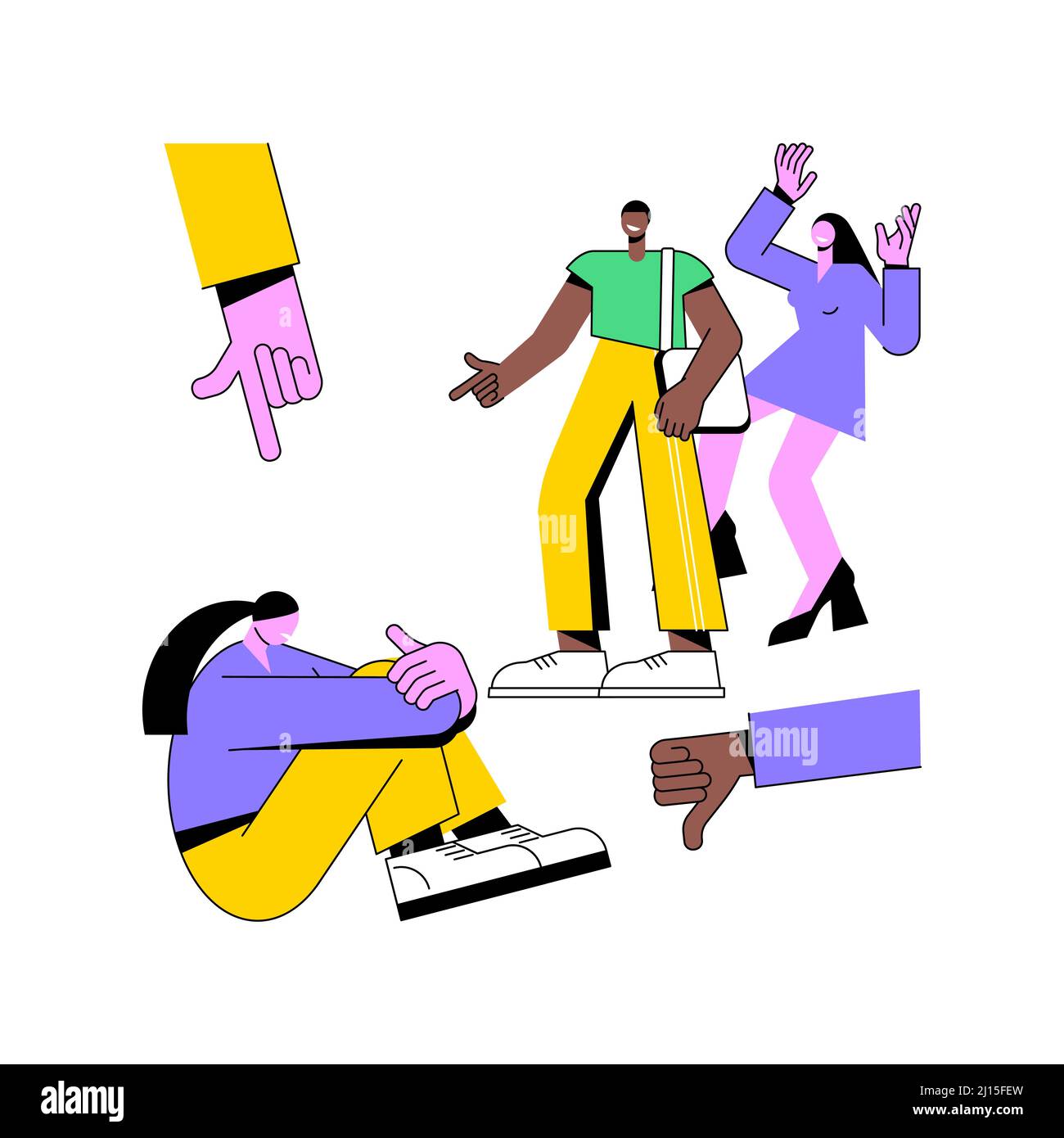 Marginalization abstract concept vector illustration. Social exclusion disadvantage, society fringe, less important, second class, gender stereotypes, school bullying, outcast abstract metaphor. Stock Vector