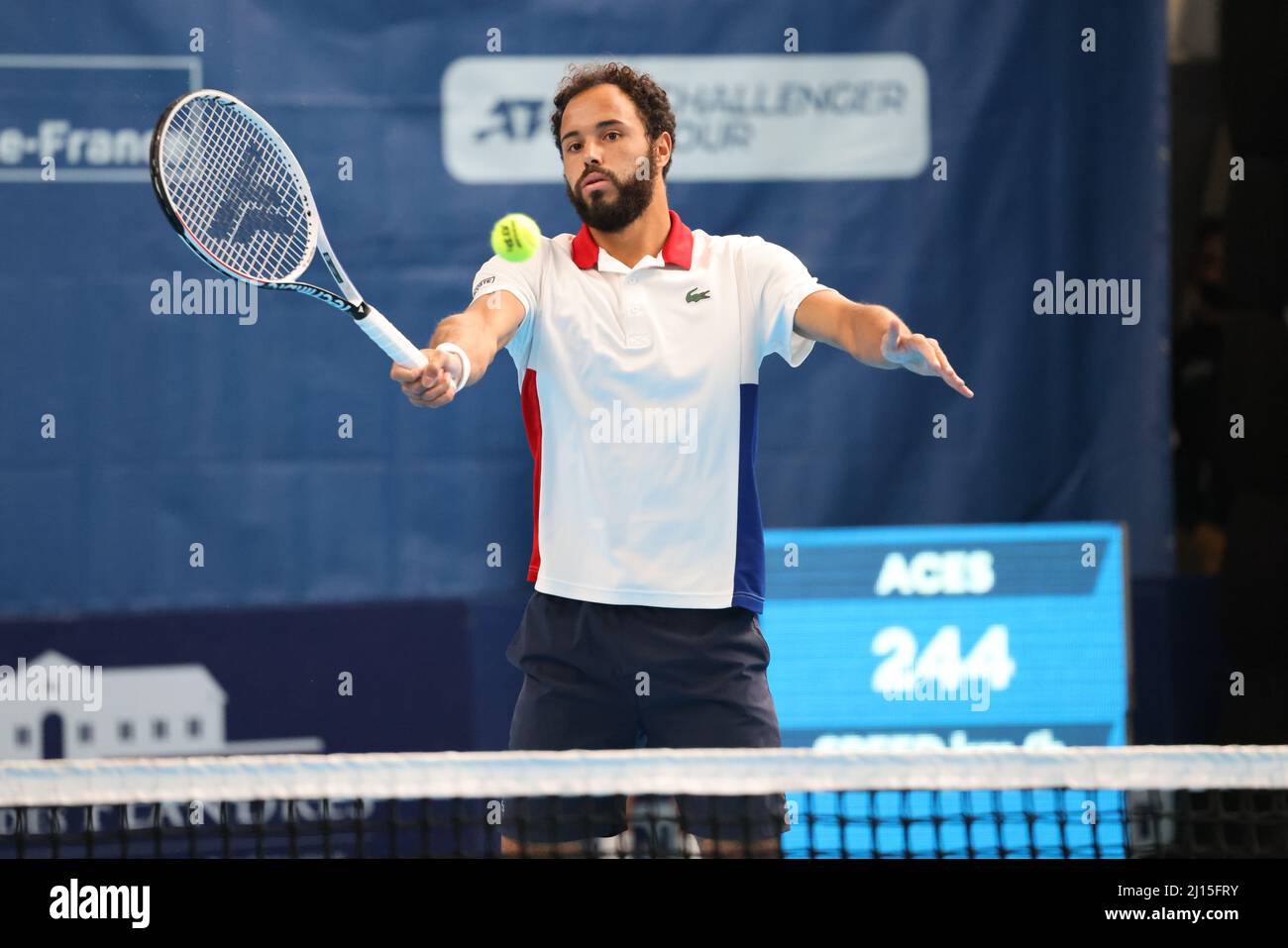 Lille, France. 22nd Mar, 2022. Laurent Lokoli during the Play In Challenger  2022, ATP Challenger Tour tennis tournament on March 22, 2022 at Tennis  Club Lillois Lille Metropole in Lille, France -