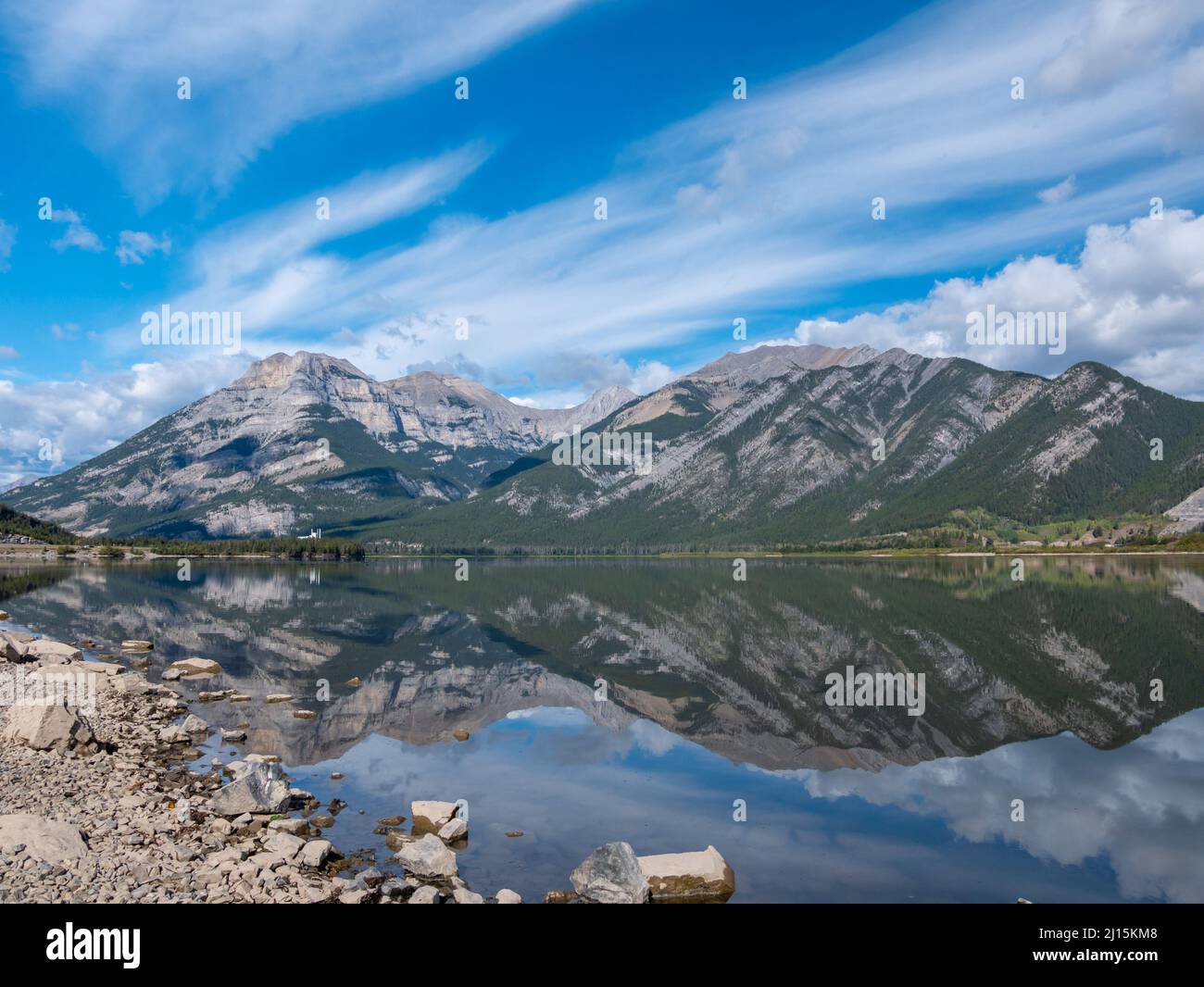 Lac Des Arcs, Alberta, Canada with a beautiful relfection Stock Photo