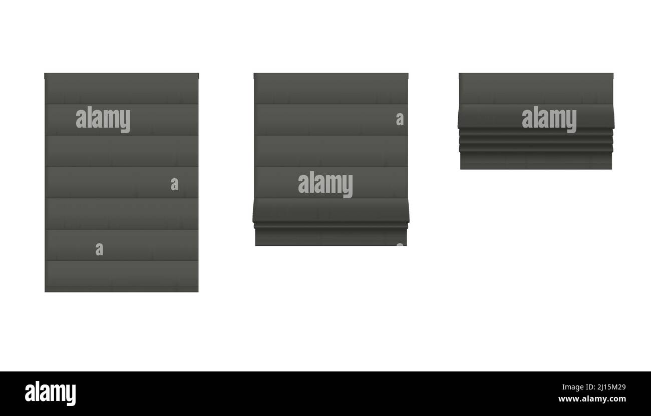 Roman window blinds. Grey home or office interior blackout shade ...