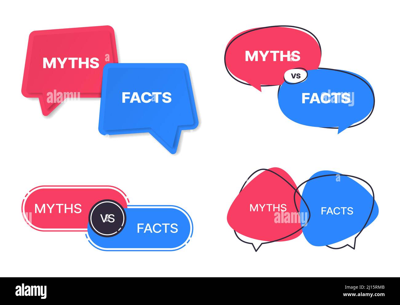 Myths Vs Facts Vector Icons Truth And False Badges Of Isolated Blue And Red Speech Bubbles Or 2527