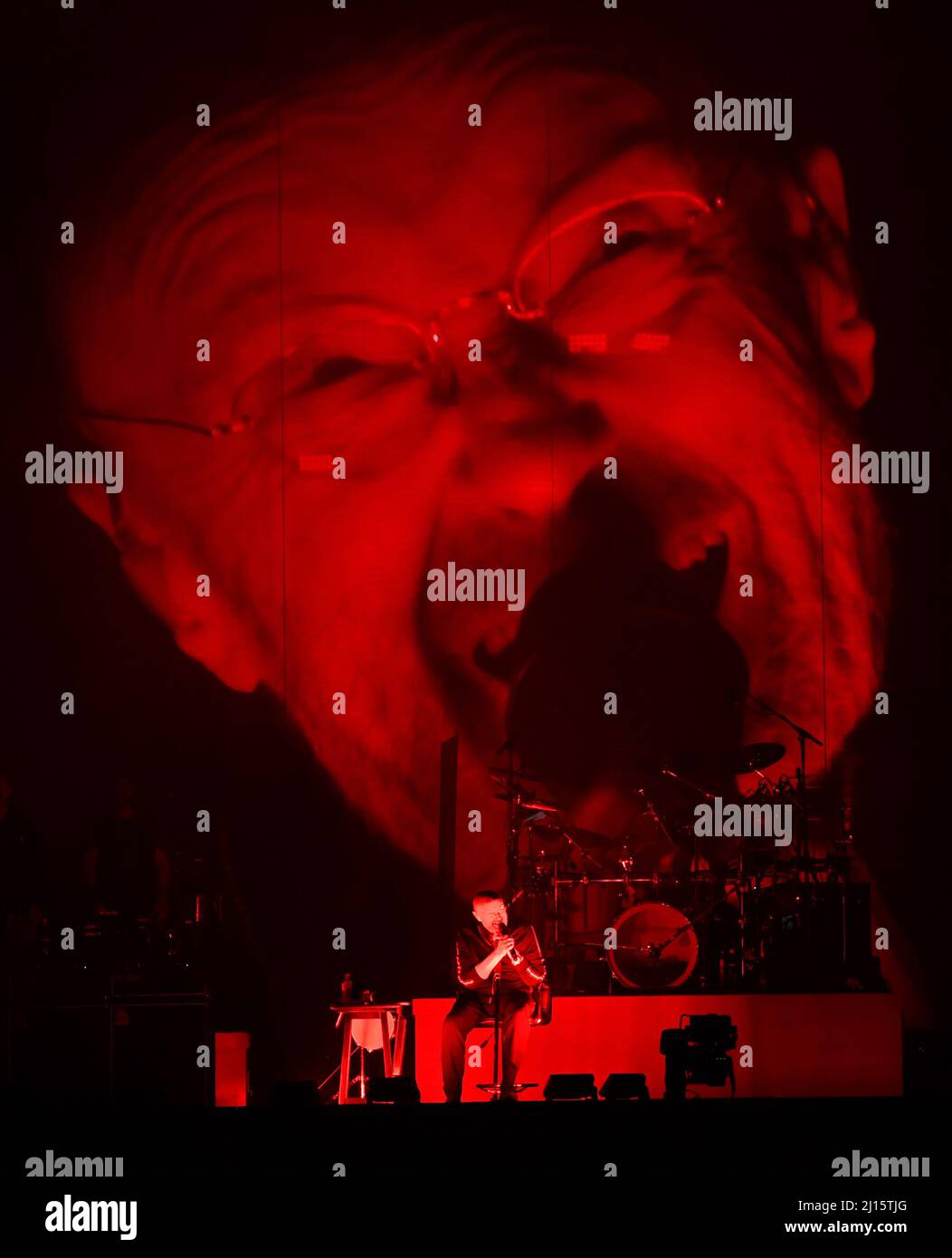 Phil Collins concert Genesis (Mike Rutherford, Phil Collins et Tony