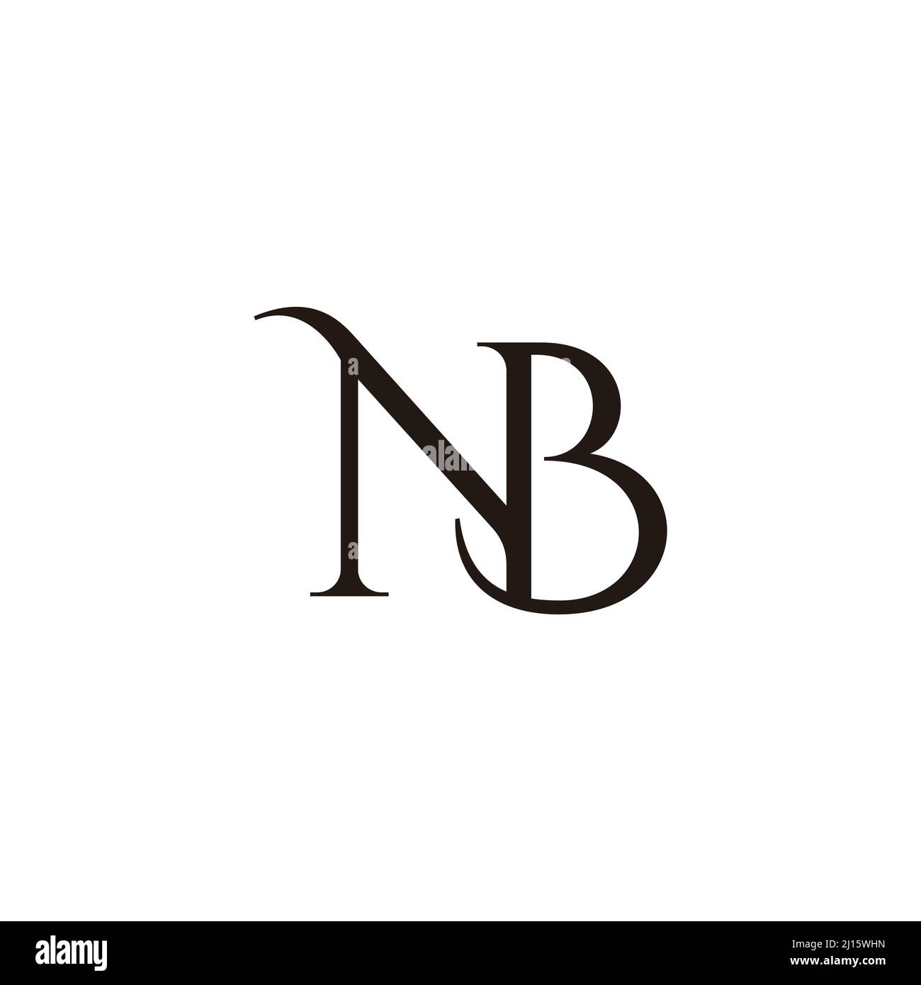 letter nb linked curves simple logo vector Stock Vector
