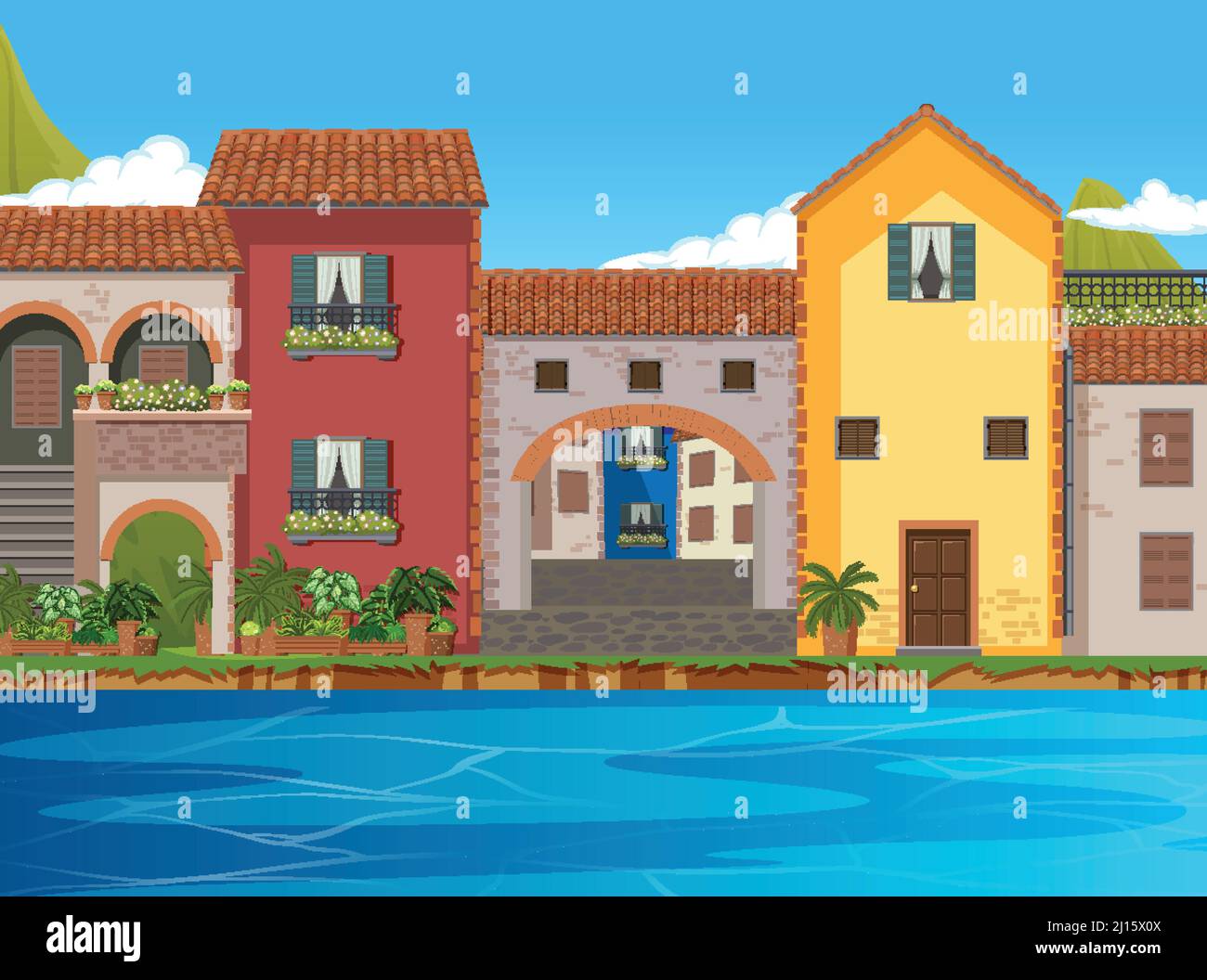 Scene with many buildings in city illustration Stock Vector Image & Art ...