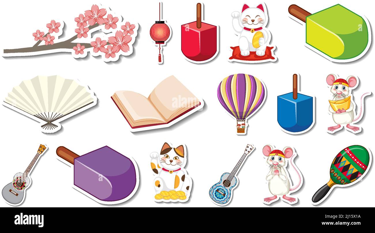 Set of different traditional objects illustration Stock Vector Image ...
