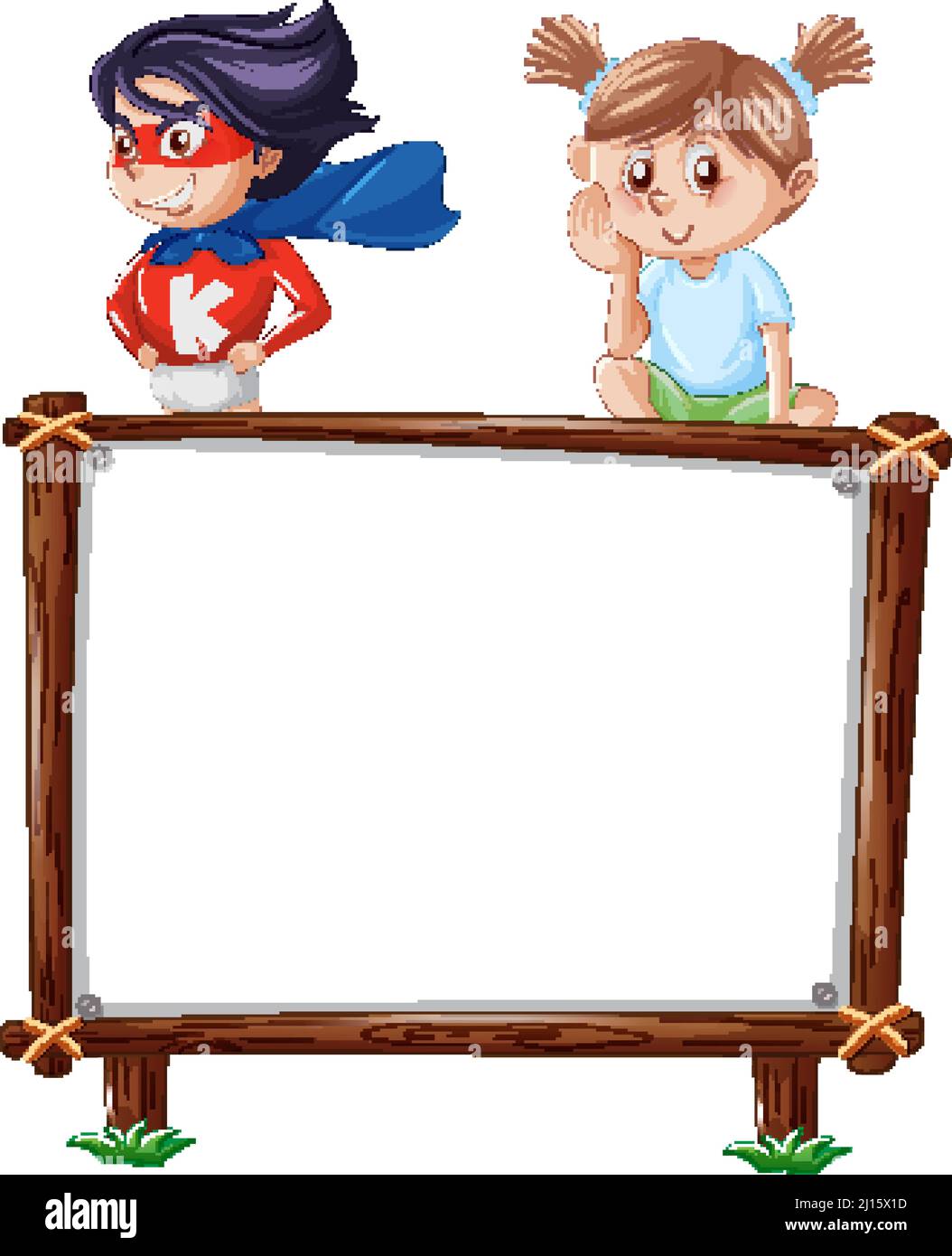 Board template with happy kids illustration Stock Vector Image & Art ...