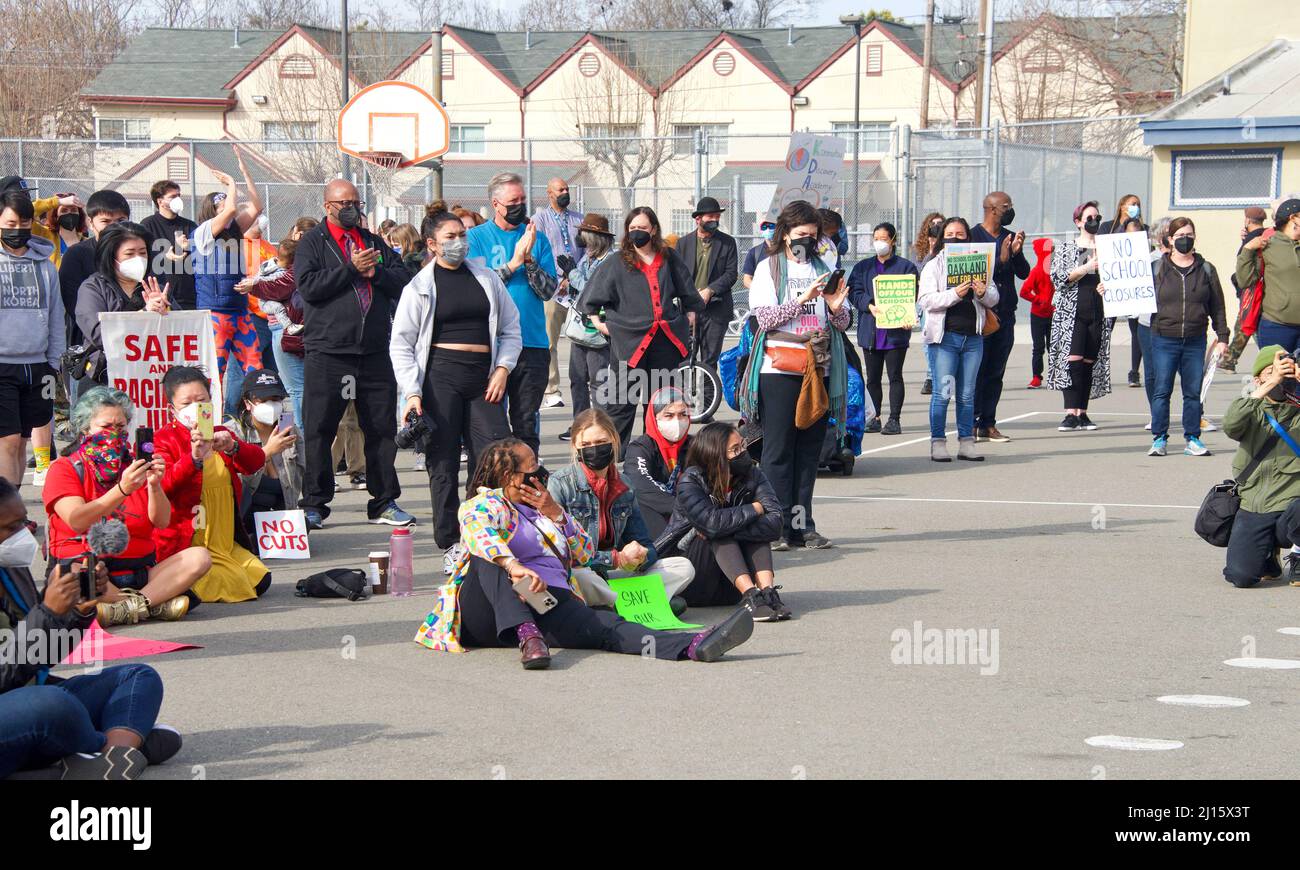 Oakland, CA Feb 5, 2022 Unidentified participants holding signs at
