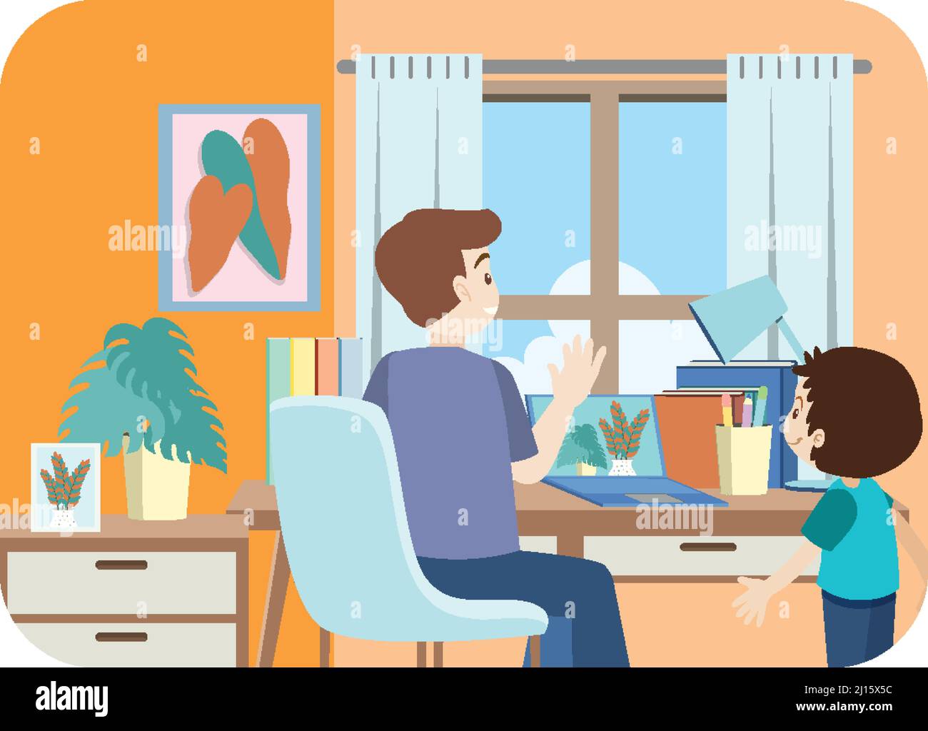 Workroom interior in flat design concept illustration Stock Vector ...