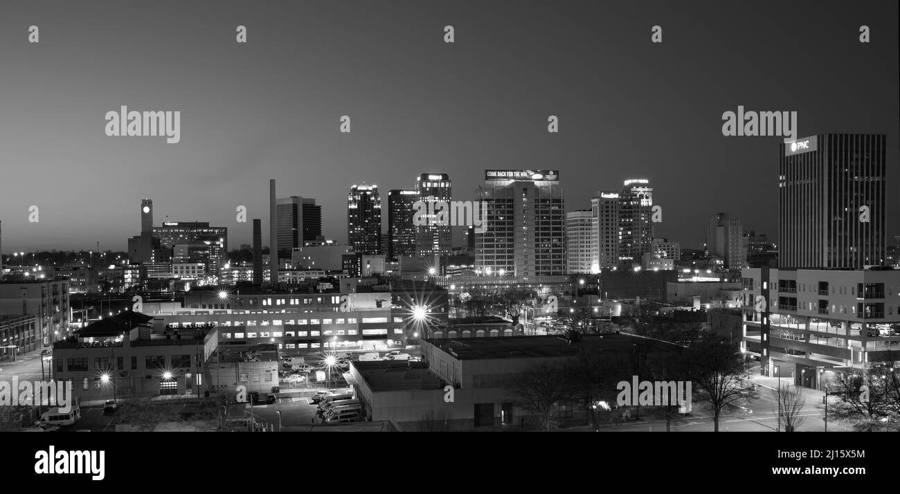 Black and White Panoramic View of Downtown Birmingham, Alabama, USA Stock Photo Alamy