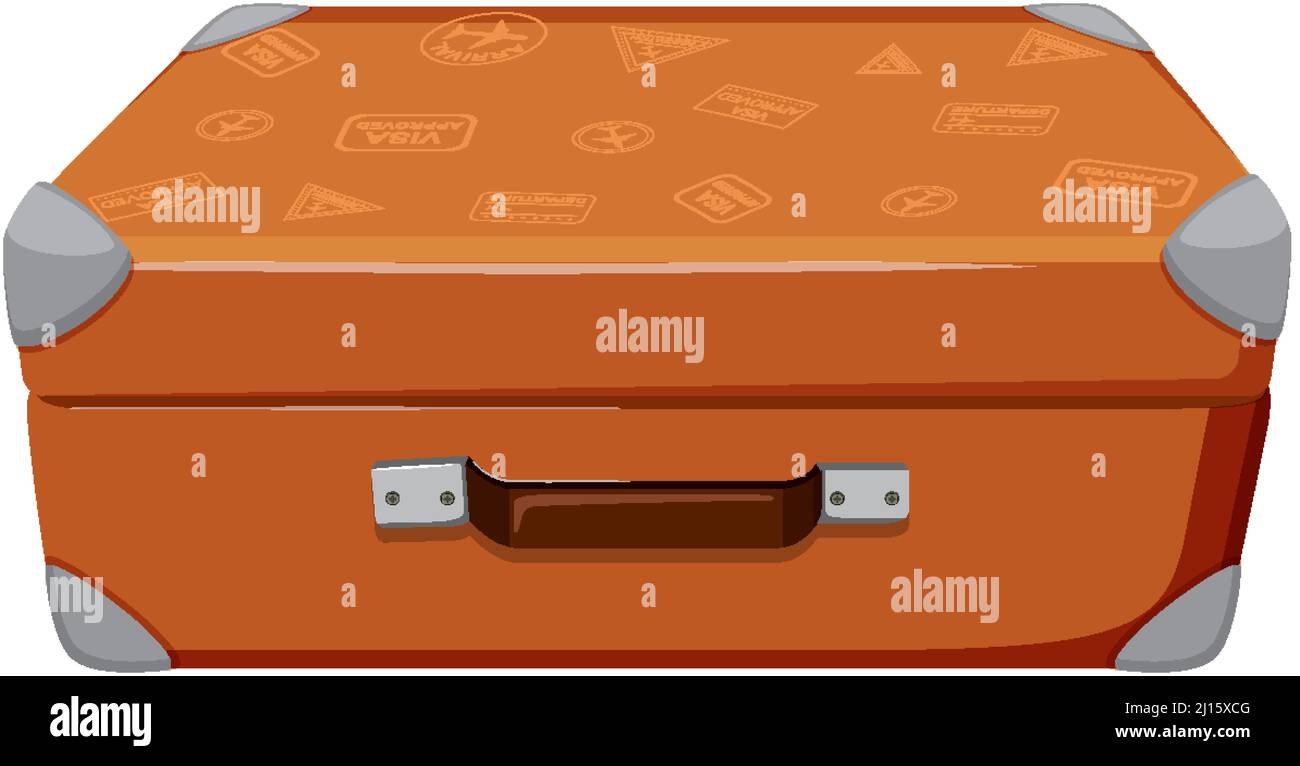 A vintage leather suitcase on white background illustration Stock