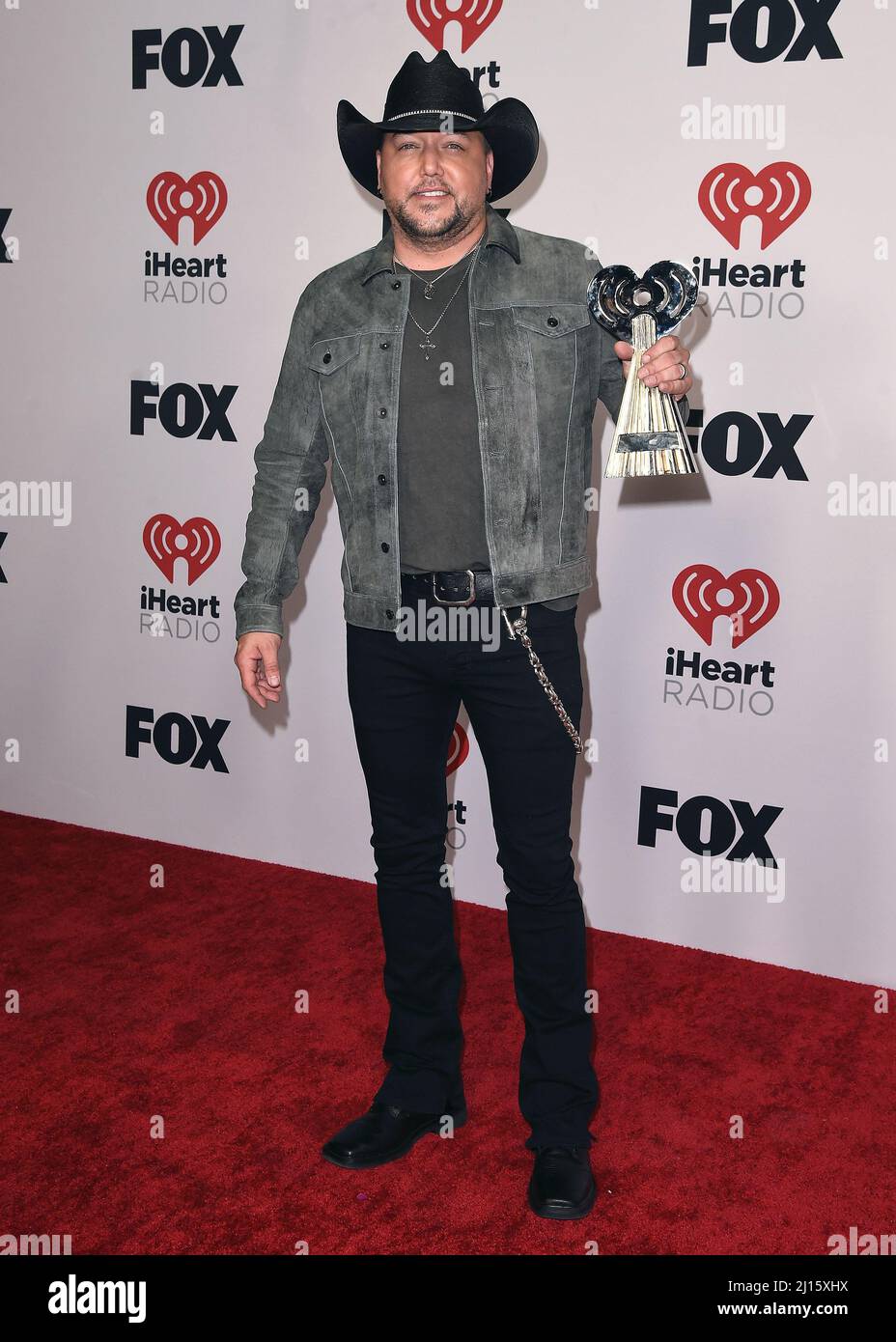 Los Angeles, California, USA. 22nd March, 2022. 2022 IHEARTRADIO MUSIC AWARDS: Jason Aldean at the 2021 “iHeartRadio Music Awards” airing live from The Shrine Auditorium in Los Angeles, Tuesday, March 22 (8:00-10:00 PM ET Live/PT tape-delayed) on FOX. CR: Scott Kirkland/PictureGroup/Sipa USA for FOX. Credit: 2022 FOX MEDIA, LLC. Credit: Sipa USA/Alamy Live News Stock Photo