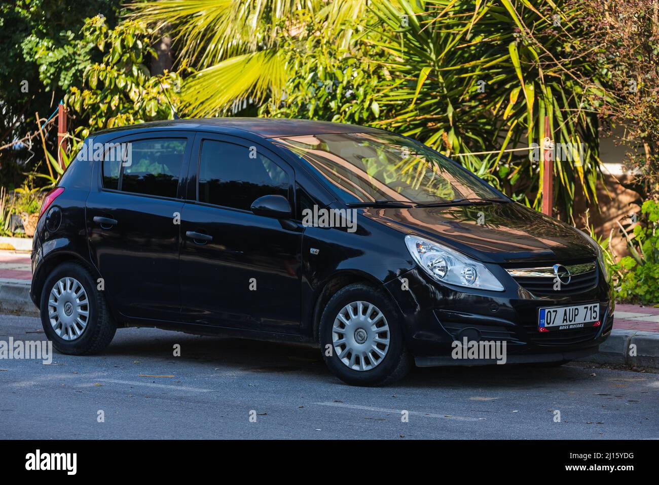 Side; Turkey – March 03 2022: black Opel Corsa is parked on the street on a  warm day Stock Photo - Alamy